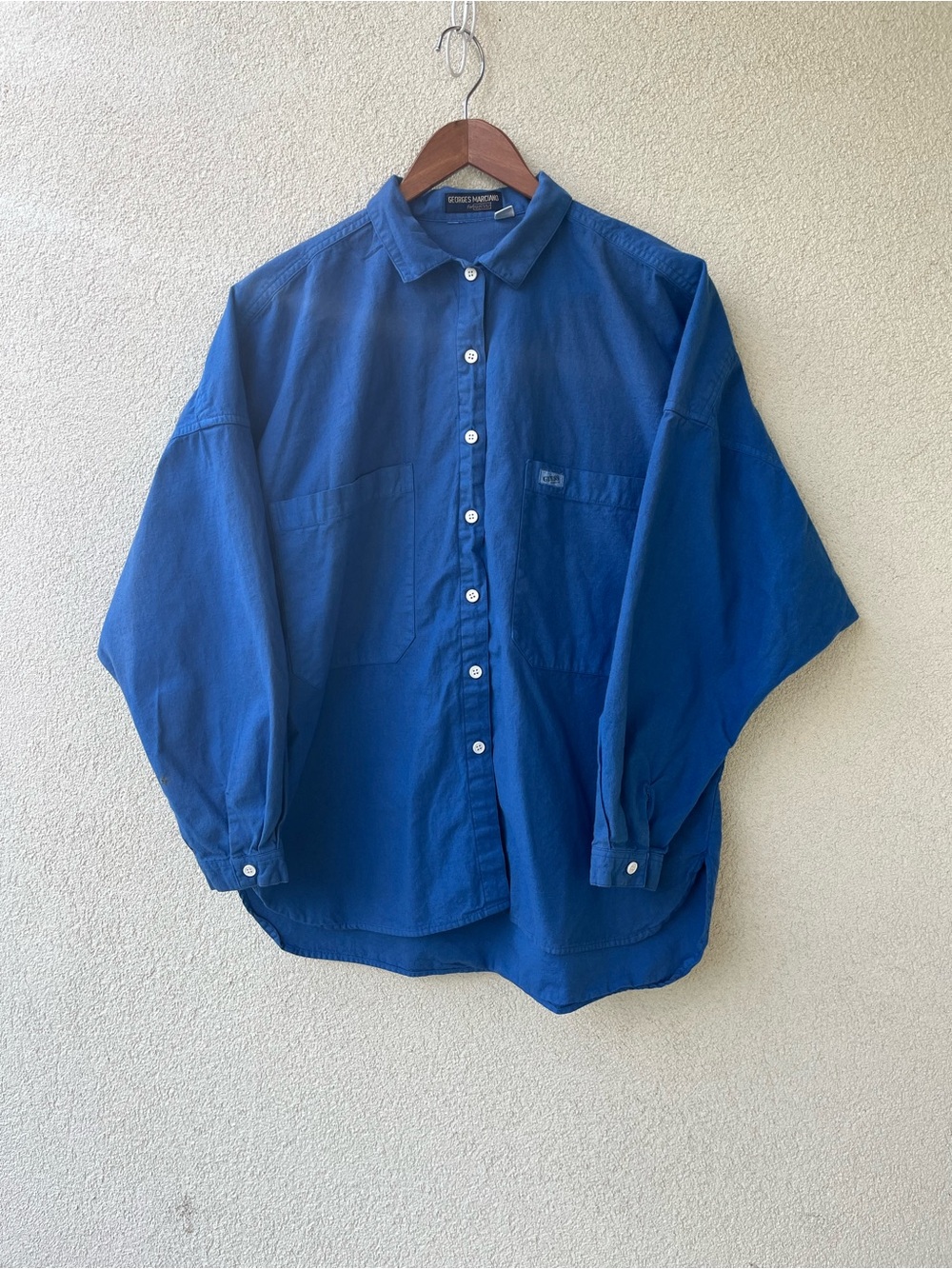 Georges Marciano for Guess Vibrant Blue Dolman Sleeve Button Down Shirt